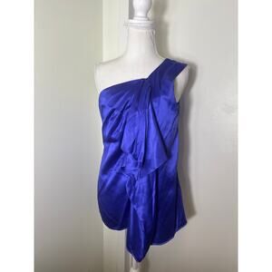 Poleci Bright Purple One Shoulder Silk Special Occasion Top Sz 8